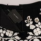 Dolce & Gabbana Black White Floral Baroque Crystal Pencil Skirt