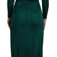 Dolce & Gabbana Dark Green Viscose Long Sleeve Midi Dress