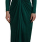 Dolce & Gabbana Dark Green Viscose Long Sleeve Midi Dress