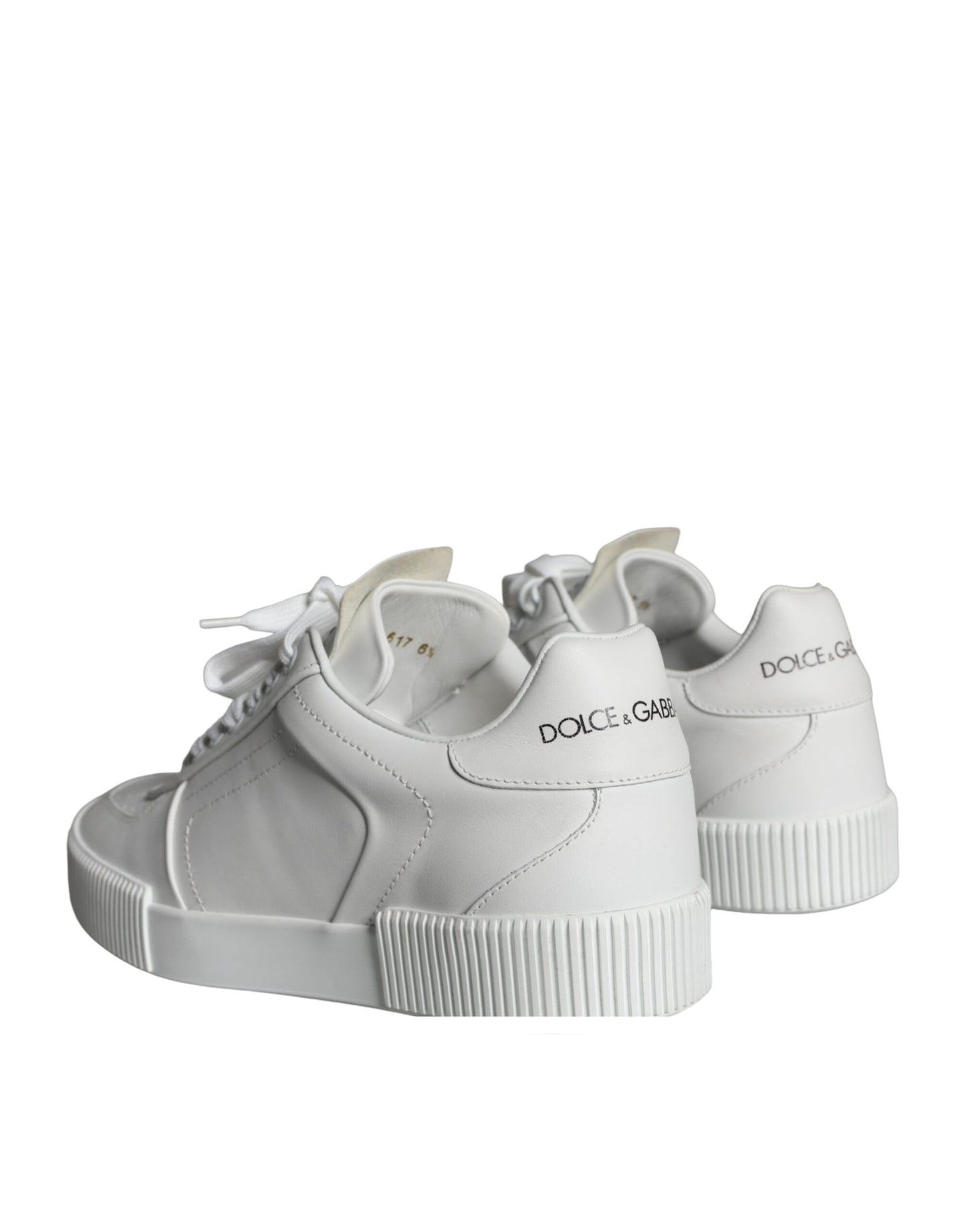 Dolce & Gabbana White Miami Leather Low Top Sneakers Shoes