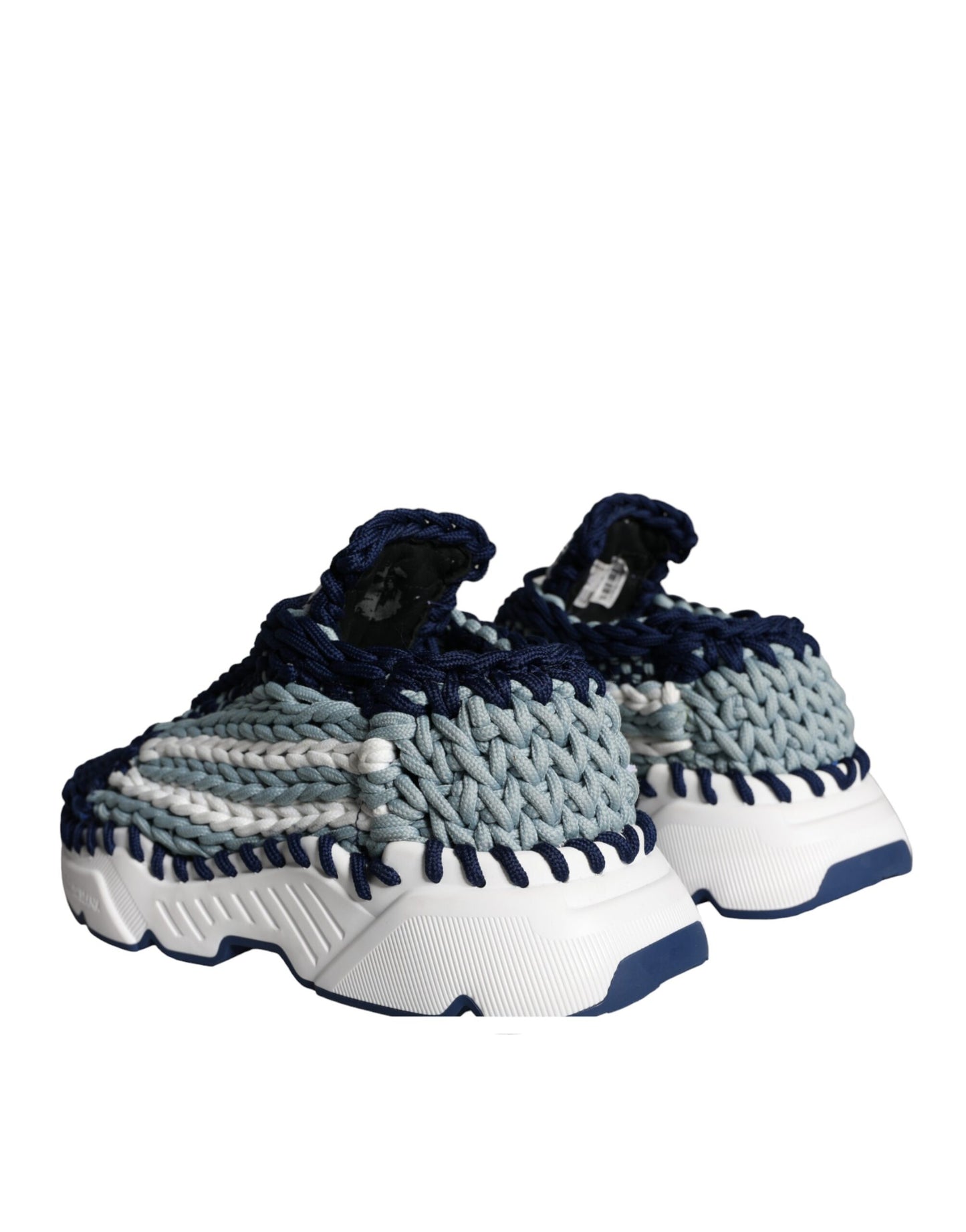 Dolce & Gabbana Blue White Daymaster Crochet Low Top Sneakers Shoes