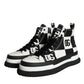 Dolce & Gabbana Black White Checkered High Top Sneakers Shoes