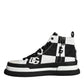 Dolce & Gabbana Black White Checkered High Top Sneakers Shoes