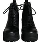 Dolce & Gabbana Black Lace Up Trekking Ankle Boots Men Shoes