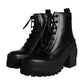 Dolce & Gabbana Black Lace Up Trekking Ankle Boots Men Shoes