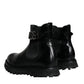 Dolce & Gabbana Black Belted DG Logo Men Chelsea Boots Shoes