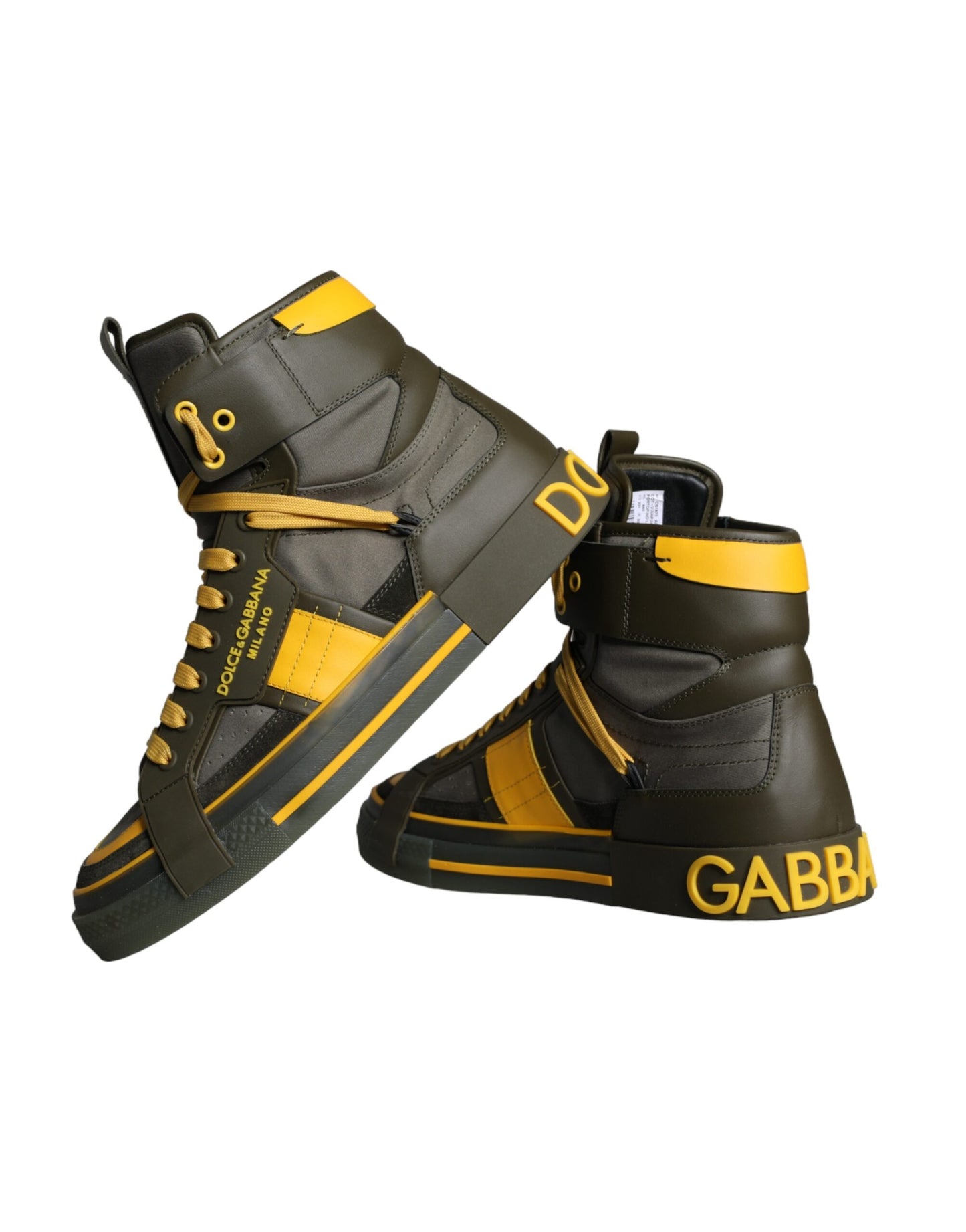 Dolce & Gabbana Army Green Lace Up High Top Sneakers Shoes