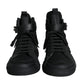 Dolce & Gabbana Black Leather High Top Logo Sneakers Shoes