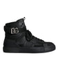 Dolce & Gabbana Black Leather High Top Logo Sneakers Shoes