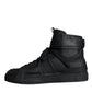 Dolce & Gabbana Black Leather High Top Logo Sneakers Shoes