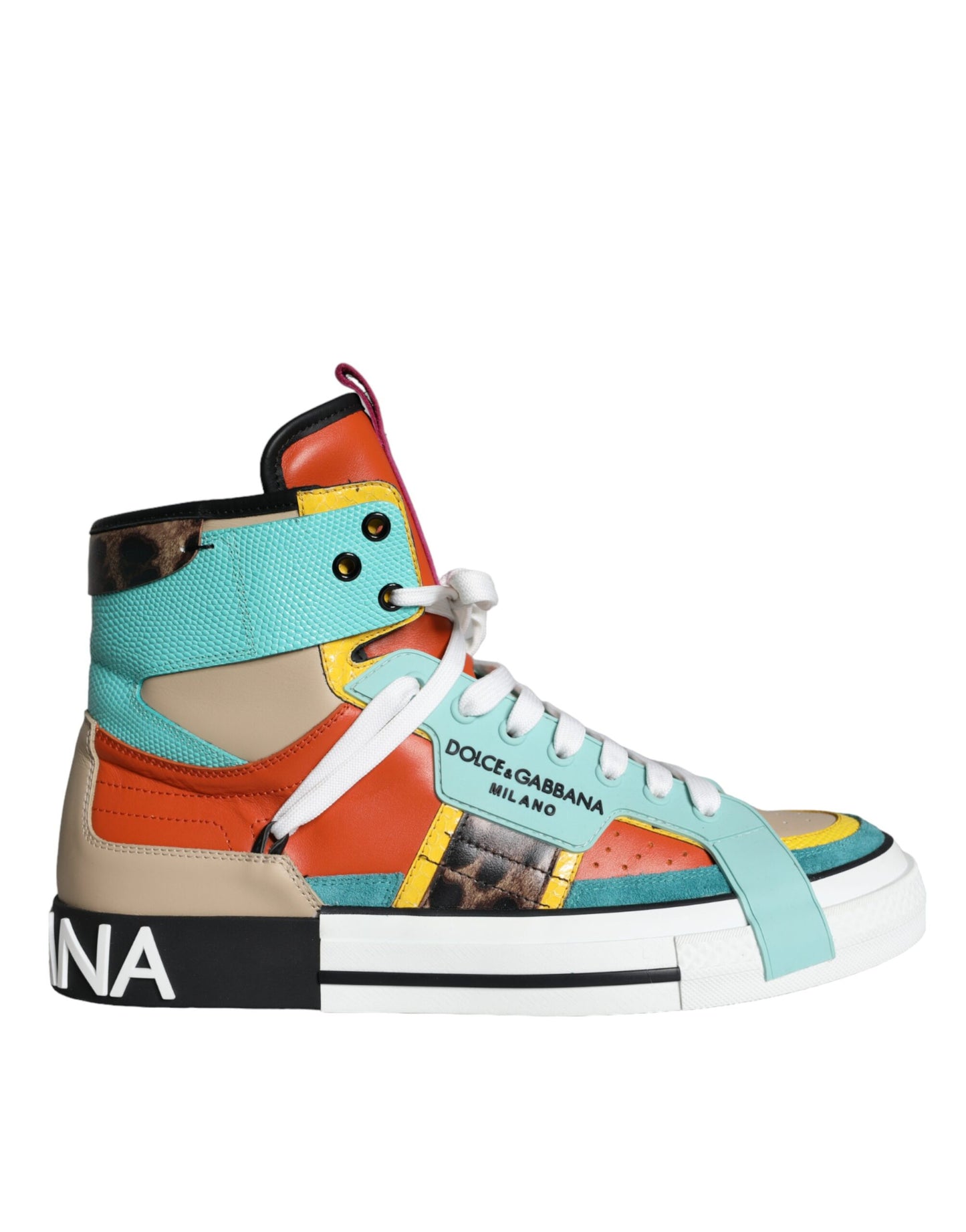 Dolce & Gabbana Multicolor Leather High Top Sneakers Shoes