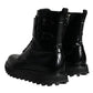 Dolce & Gabbana Black Leather Lace Up Men Mid Calf Boots Shoes