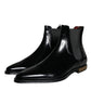 Dolce & Gabbana Black Leather Chelsea Ankle Boots Shoes