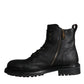 Dolce & Gabbana Black Lace Up Mid Calf Boots Men Shoes