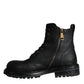 Dolce & Gabbana Black Lace Up Mid Calf Boots Men Shoes