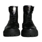 Dolce & Gabbana Black Lace Up Mid Calf Boots Men Shoes