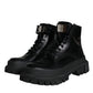 Dolce & Gabbana Black Lace Up Mid Calf Boots Men Shoes