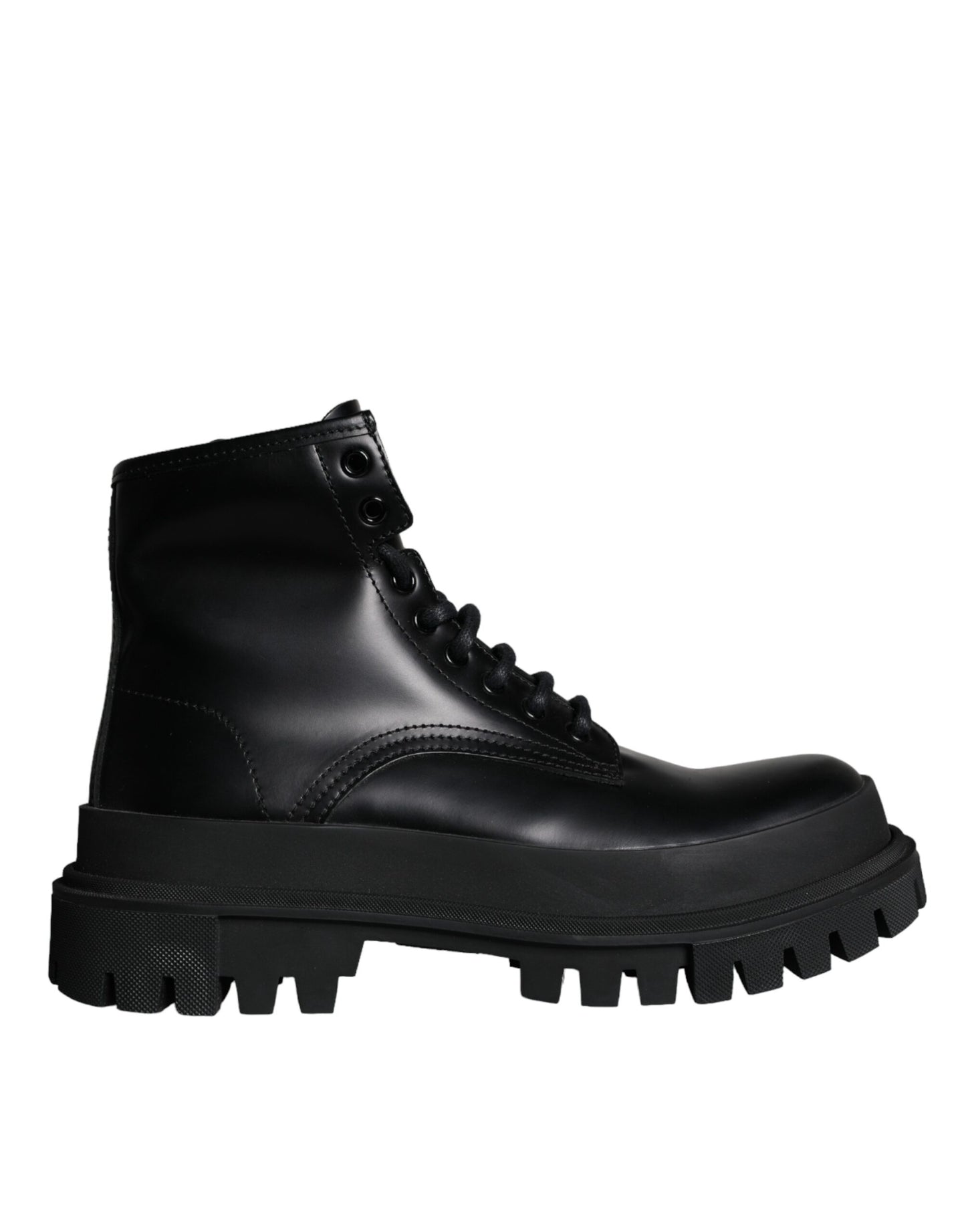 Dolce & Gabbana Black Lace Up Mid Calf Boots Men Shoes