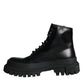 Dolce & Gabbana Black Lace Up Mid Calf Boots Men Shoes