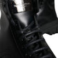 Dolce & Gabbana Black Lace Up Mid Calf Boots Men Shoes