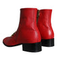 Dolce & Gabbana Red Lambskin Leather Men Ankle Boots Shoes