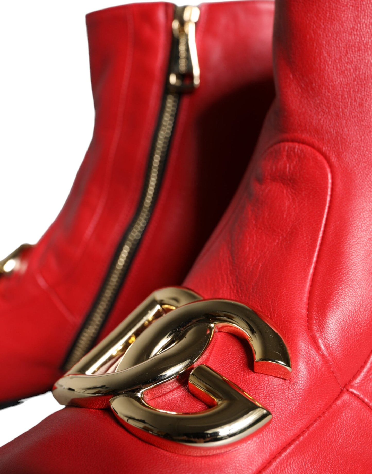 Dolce & Gabbana Red Lambskin Leather Men Ankle Boots Shoes