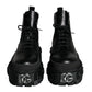 Dolce & Gabbana Black Lace Up Trekking Ankle Boots Men Shoes