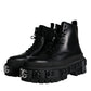 Dolce & Gabbana Black Lace Up Trekking Ankle Boots Men Shoes