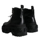 Dolce & Gabbana Black Lace Up Trekking Ankle Boots Men Shoes