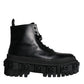 Dolce & Gabbana Black Lace Up Trekking Ankle Boots Men Shoes