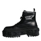 Dolce & Gabbana Black Lace Up Trekking Ankle Boots Men Shoes