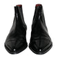 Dolce & Gabbana Black Leather Chelsea Ankle Boots Shoes