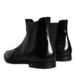 Dolce & Gabbana Black Leather Chelsea Ankle Boots Shoes