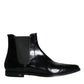 Dolce & Gabbana Black Leather Chelsea Ankle Boots Shoes