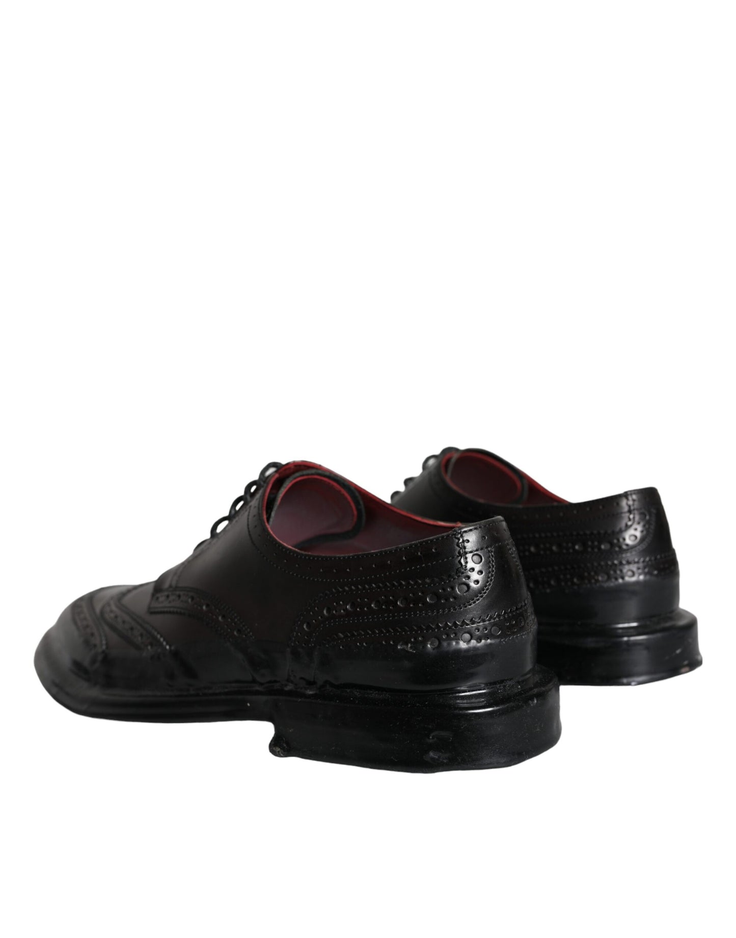 Dolce & Gabbana Black Leather Oxford Wingtip Formal Men Shoes