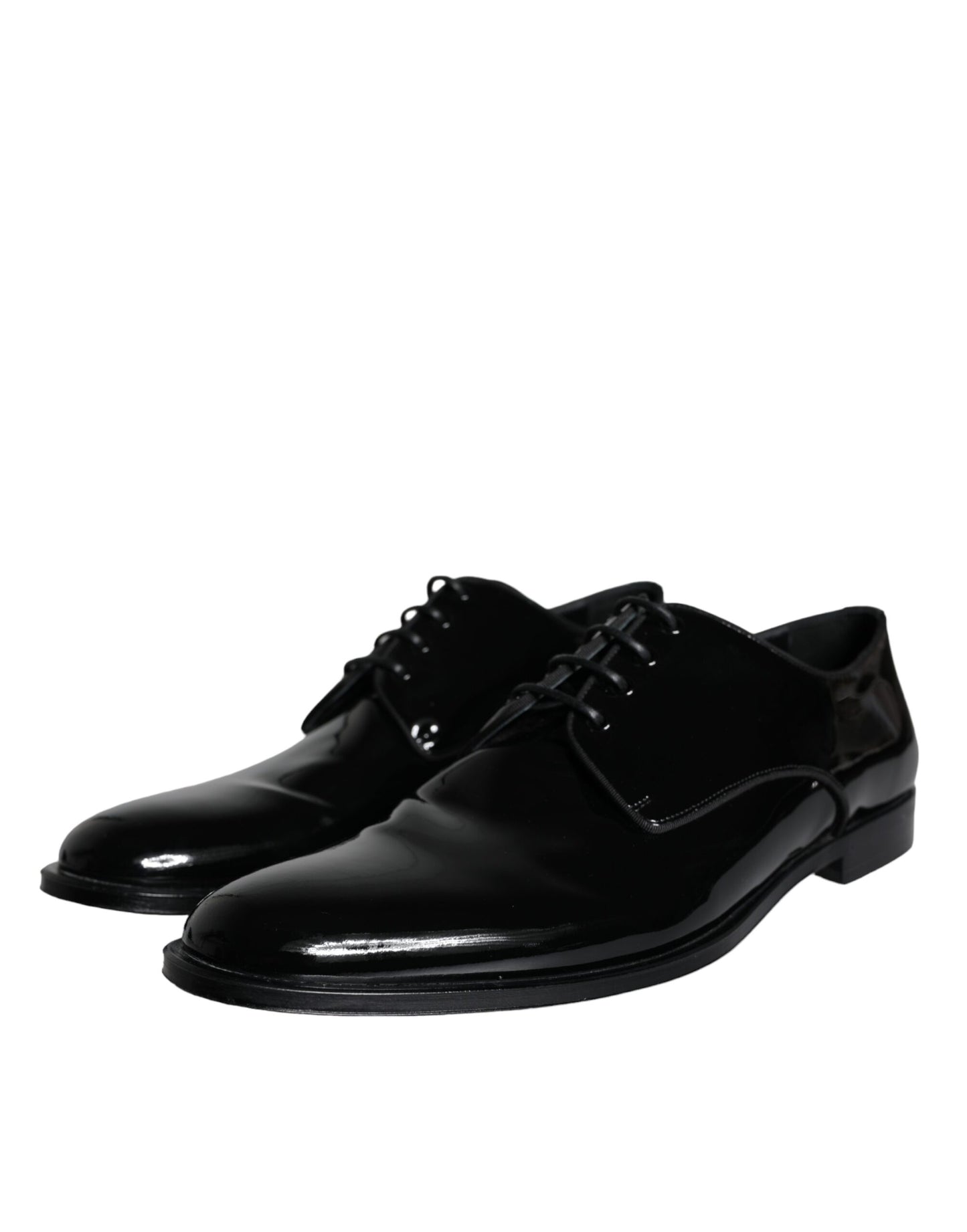 Dolce & Gabbana Black Calfskin Leather Derby Men Dress Shoes