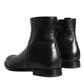 Dolce & Gabbana Black Calf Leather Men Ankle Boots Men Shoes