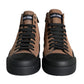 Dolce & Gabbana Black Brown Denim High Top Men Sneakers Shoes