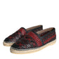 Dolce & Gabbana Black Maroon Woven Leather Buffalo Men Espadrille Shoes