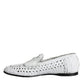 Dolce & Gabbana White Woven Leather Slip On Loafers Men Shoes