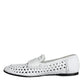 Dolce & Gabbana White Woven Leather Slip On Loafers Men Shoes