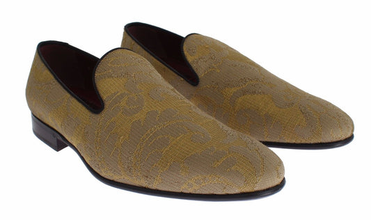 Dolce & Gabbana Golden Baroque Silk Dress Loafers