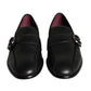 Dolce & Gabbana Black Leather Logo Loafers Men Dress Shoes