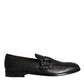 Dolce & Gabbana Black Leather Logo Loafers Men Dress Shoes