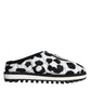 Dolce & Gabbana Black White Quilted Logo Sandals Slides Shoes