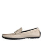 Dolce & Gabbana Beige Leather Slip Mocassin Loafers Men Shoes