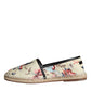 Dolce & Gabbana Beige Floral Canvas Espadrilles Slip On Shoes