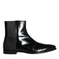 Dolce & Gabbana Black Calf Leather Men Ankle Boots Men Shoes