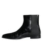 Dolce & Gabbana Black Calf Leather Men Ankle Boots Men Shoes