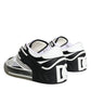 Dolce & Gabbana Black Silver Custom 2.Zero Low Top Sneakers Shoes